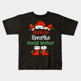 Santa's Favorite Social Worker Funny Christmas Pajamas Kids T-Shirt